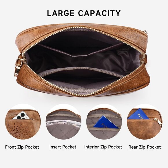 Vegan Leather Crossbody Bag for Women Small Stylish with Adjustable Strap - Picture 3 of 6